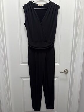 MICHAEL Michael Kors Black Sleeveless Faux Wrap-Front Jumpsuit